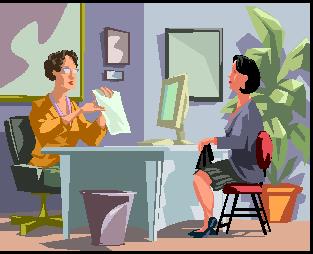 Picture of woman talking to her employer about work expectations