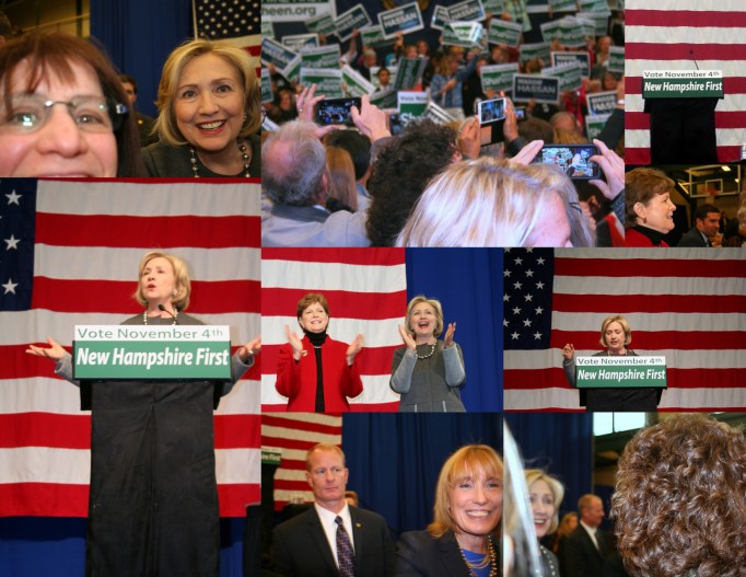 Collage of pictures taken during the Hassan/Shaheen/Clinton rally in Nashua, NH on Nov. 2, 2014