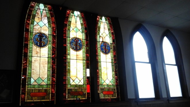 picture of Stained glass windows on north side of Saint Paul's AME Church in Bellefonte, PA