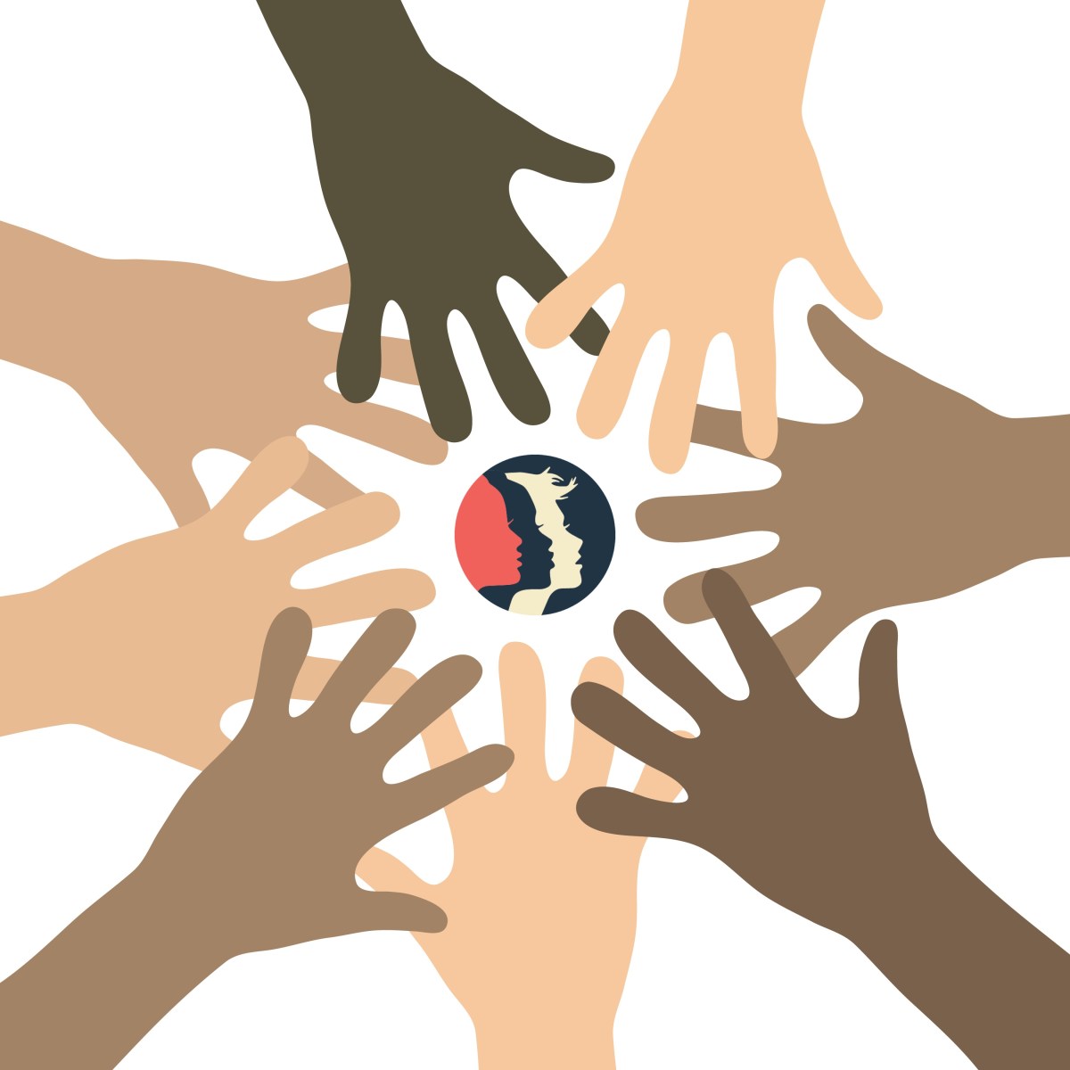 picture of multi-colored hand encircling women of all colors